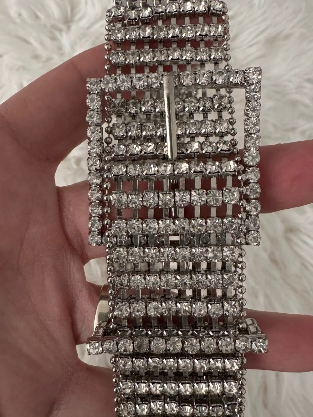 Barry.Wang Rhinestone Belt for Women. Bling Silver Diamond Belt.